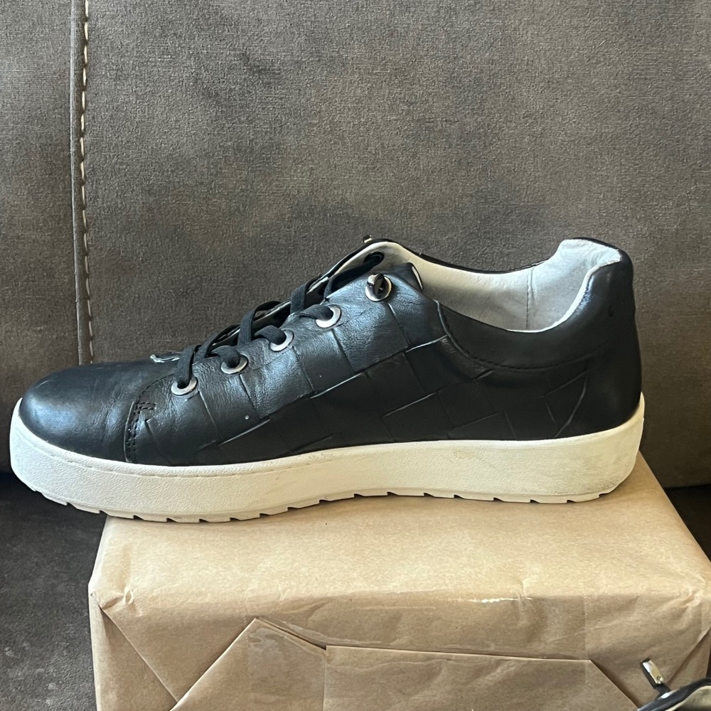 Jambu Women's Black Leather Woven Lace-Up Comfort Sneakers Size 10W - Picture 3 of 9